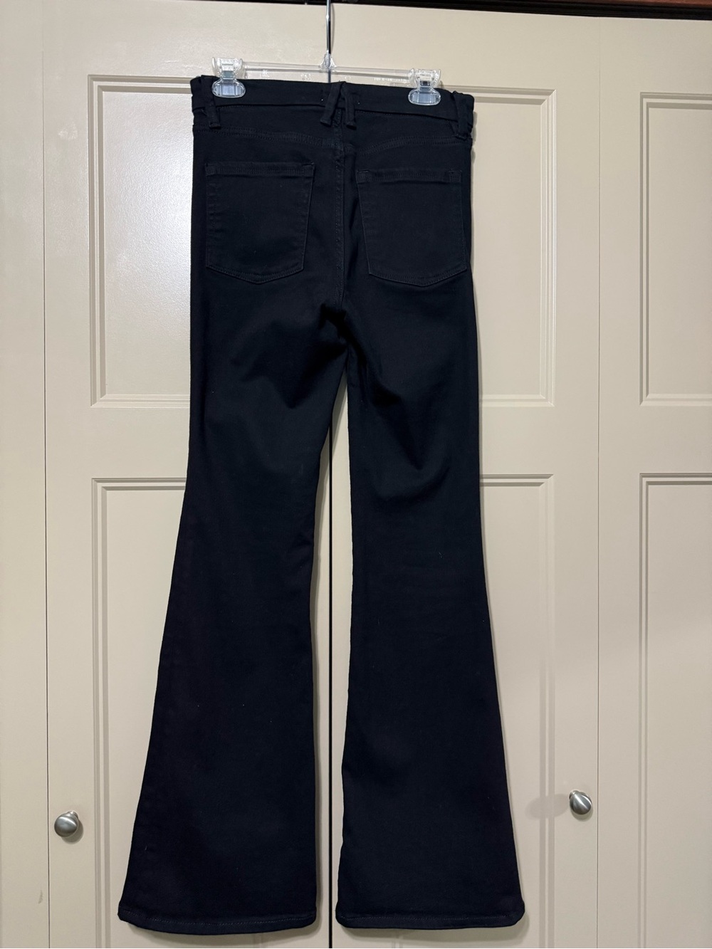 Good American Black High-Rise Flare Jeans with Button-Fly - Picture 4 of 9